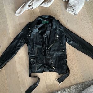 Embellished faux leather jacket